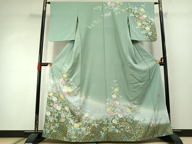 平和屋着物●訪問着　友禅　作家物　枝花文　暈し染め　金彩　正絹　逸品　AABJ4346fy 33,800円