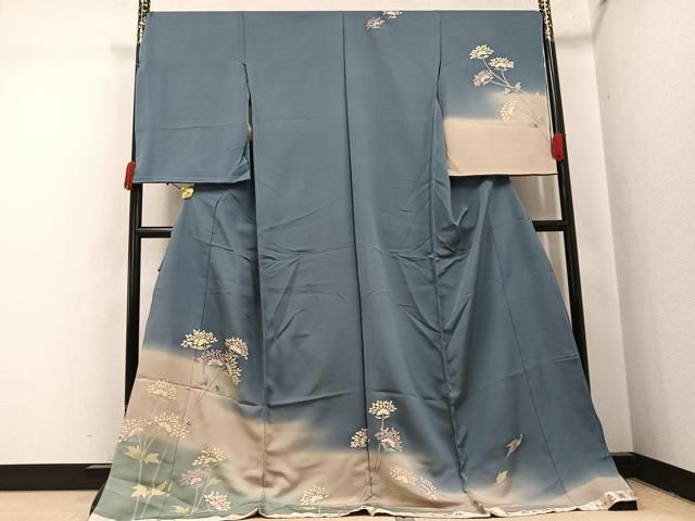 平和屋着物●訪問着　桂三郎好み　色舞袖　枝花文　暈し染め　金彩　仮絵羽　正絹　逸品　未使用　AABJ7247ph