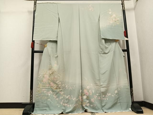 平和屋着物●訪問着 友禅 作家物 草花文 暈し染め 丹後ちりめん 仮絵羽 正絹 逸品 未使用 AABJ7253ph
