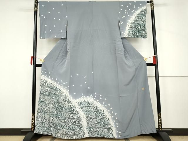 平和屋着物●訪問着　作家物　流水に舞桜　暈し染め　正絹　逸品　AABJ6618cs