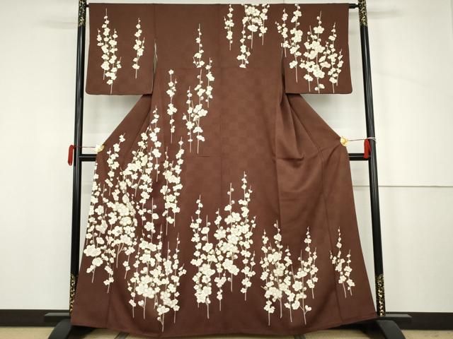 平和屋着物●訪問着　枝梅文　金銀彩　銀糸　正絹　逸品　AABJ6619cs