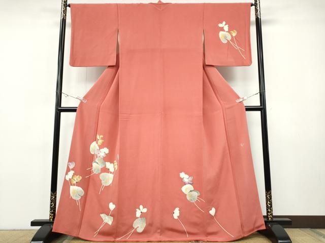 平和屋着物●華道家　楠目ちづ　訪問着　枝花文　鬼しぼ縮緬　正絹　逸品　CABH9768ut 27,885円