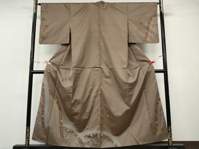 平和屋着物●訪問着　本場縞大島紬　刺繍　舞花鹿の子文　金彩　正絹　逸品　CABH9775ut