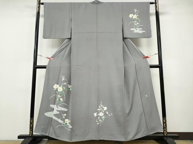 平和屋着物●訪問着　友禅　作家物　流水枝花文　正絹　逸品　CABH9786ut