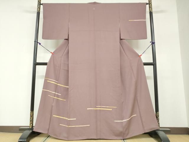 平和屋着物●訪問着　駒刺繍　横段草花文　金彩　正絹　逸品　DABG2305ud