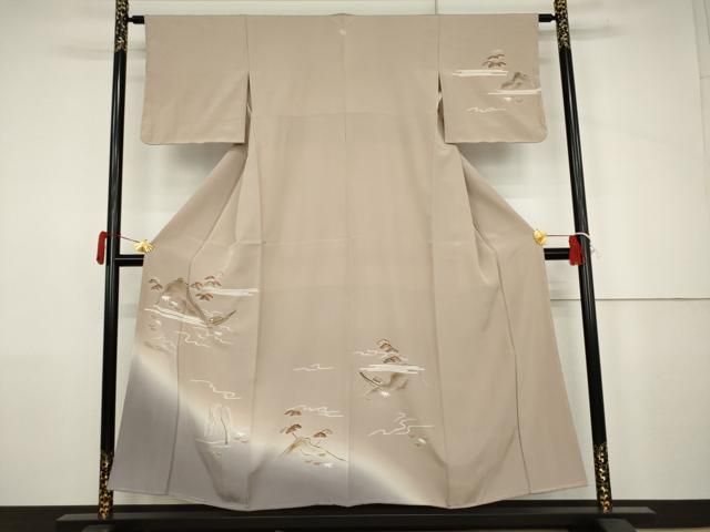 平和屋着物●訪問着　浜松風景笹舟文　暈し染め　金彩　正絹　逸品　AABJ6665cs