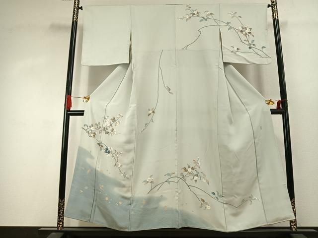 平和屋着物●訪問着　友禅　作家物　枝花文　暈し染め　正絹　逸品　AABJ4376fy