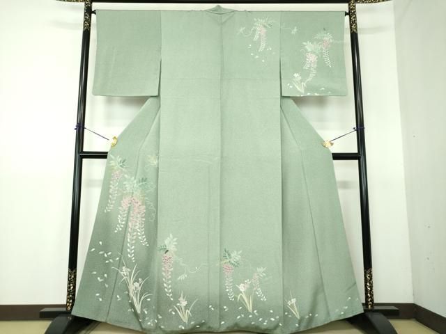 平和屋着物●訪問着　友禅　藤花房　草花文　暈し染め　松坂屋扱い　正絹　逸品　DABG8238ps