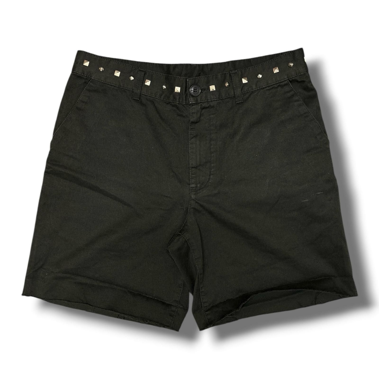 サンローラン　カットオフ　ショートパンツ SAINT LAURENT frayed detailing shorts スタッズショーツ ハーフ