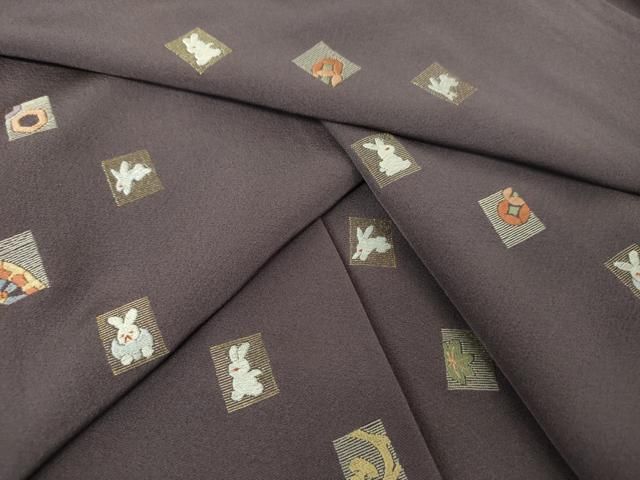 平和屋着物●訪問着　総刺繍　跳兎　片輪車　七宝　金糸　正絹　逸品　DABG8241ps