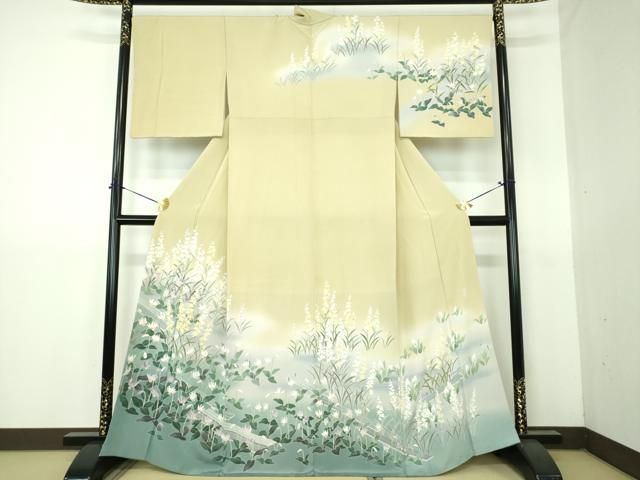 平和屋着物●十日町友禅作家　岡村蒼風　訪問着　八つ橋花文　水芭蕉　カタクリの花　暈し染め　正絹　逸品　DABG8260ps