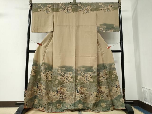 平和屋着物●訪問着　霞草花文　金彩　正絹　逸品　CABI2154yc