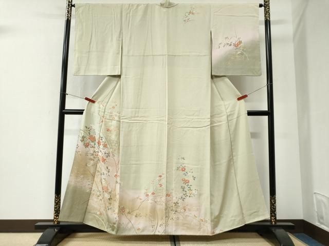 平和屋着物●訪問着　流水枝花文　暈し染め　金彩　正絹　逸品　CABI2161yc