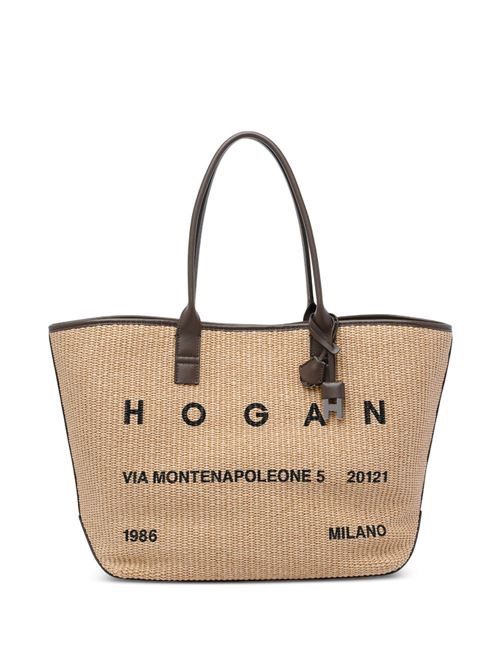HOGAN ミディアム ラフィア トート 送料無料