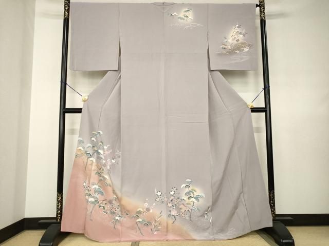 平和屋着物●訪問着　友禅　風景文　暈し染め　三越扱い　正絹　逸品　AABJ8177ck