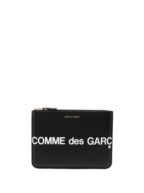 COMME DES GARÇONS ロゴ レザー ポーチ 送料無料