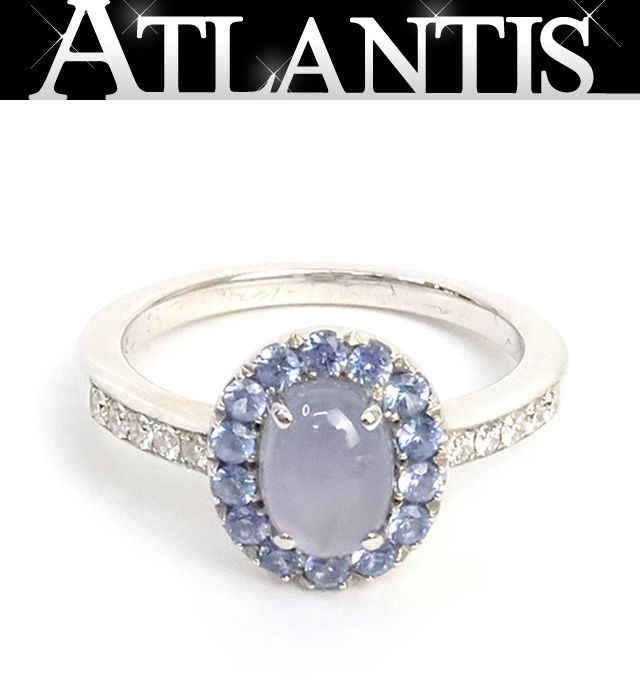【広尾店】 美品 地金 スターサファイア リング K18WG S1.83/0.36 D0.12ct 約4.61g 鑑別書付き 【19400】