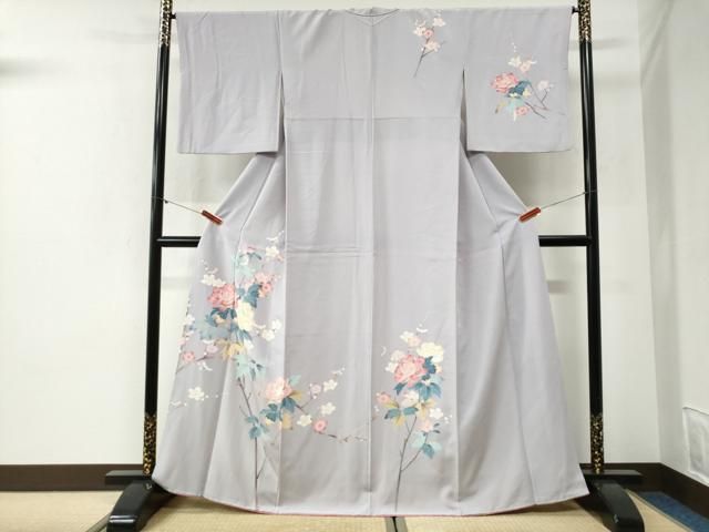 平和屋着物●訪問着　友禅　枝牡丹梅文　暈し染め　正絹　逸品　CABI2191yc