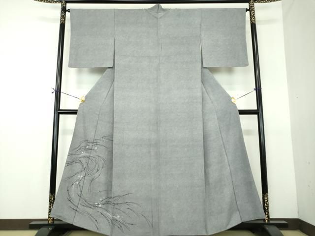 平和屋着物●江戸小紋　色留訪問着　舞桜　敷松葉　鮫小紋柄　三越扱い　正絹　逸品　DABG8449ps