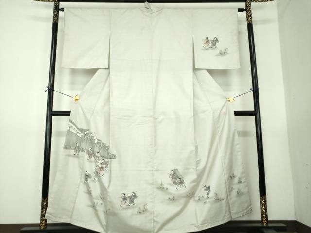 平和屋着物●本場縞大島紬　訪問着　作家物　手描き　童子遊び　正絹　逸品　DABG8493ps