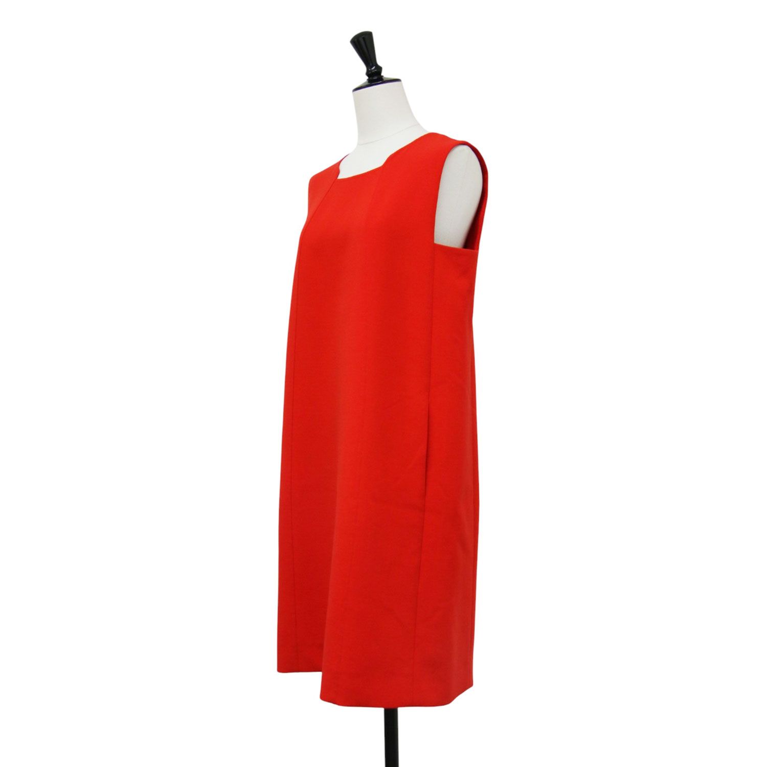 【美品】フォクシー ニューヨーク ノースリーブ ワンピース レッド 38 膝丈 FOXEY フォクシー ワンピース レッド サイズ:42(L) ノースリーブ