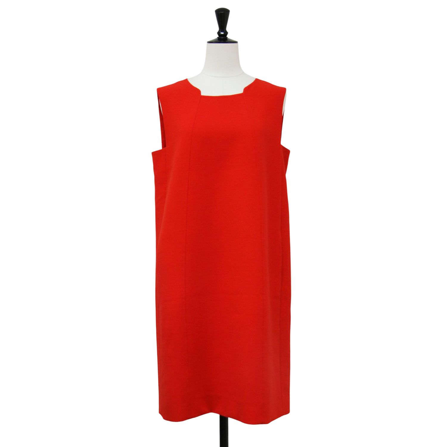 千秋　FOXEYフォクシー スカラップネックライン ノースリーブワンピース FOXEY フォクシー ワンピース レッド サイズ:42(L) ノースリーブ