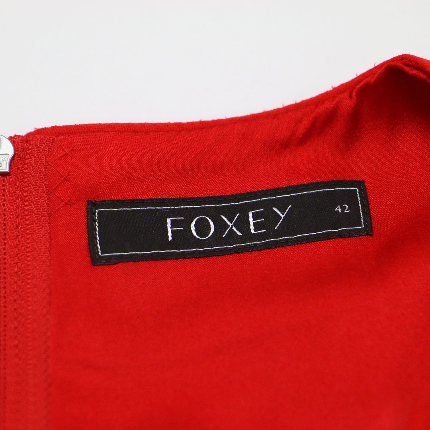 FOXEY フォクシー ワンピース レッド サイズ:42(L) ノースリーブ