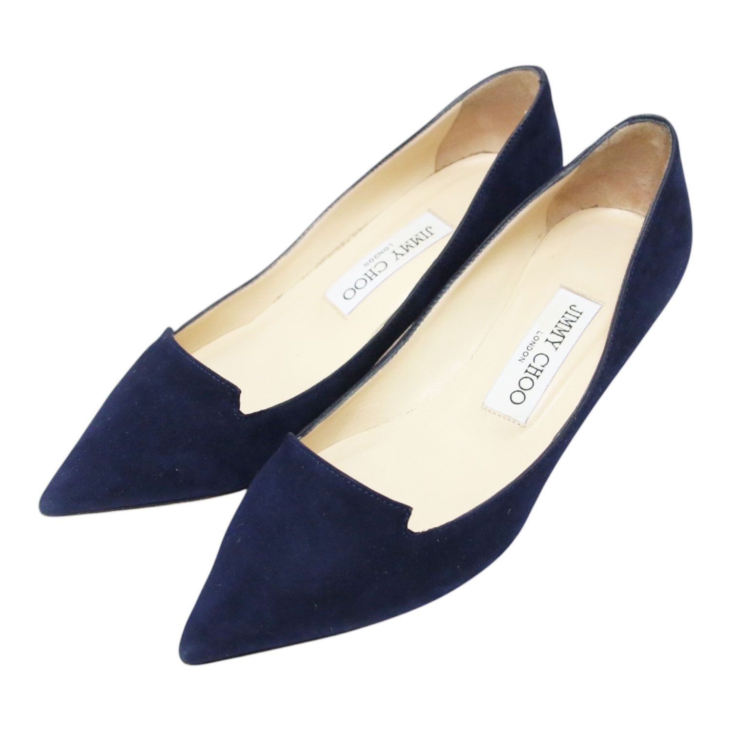 JIMMY CHOO ジミーチュウ サイズ:35(22.0cm) スウェードパンプス 247 ALLURE ポインテッドトゥ ピンヒール レザー ネイビー イタリア製 ブランド シューズ 靴【レディース】【中古】 6,328円
