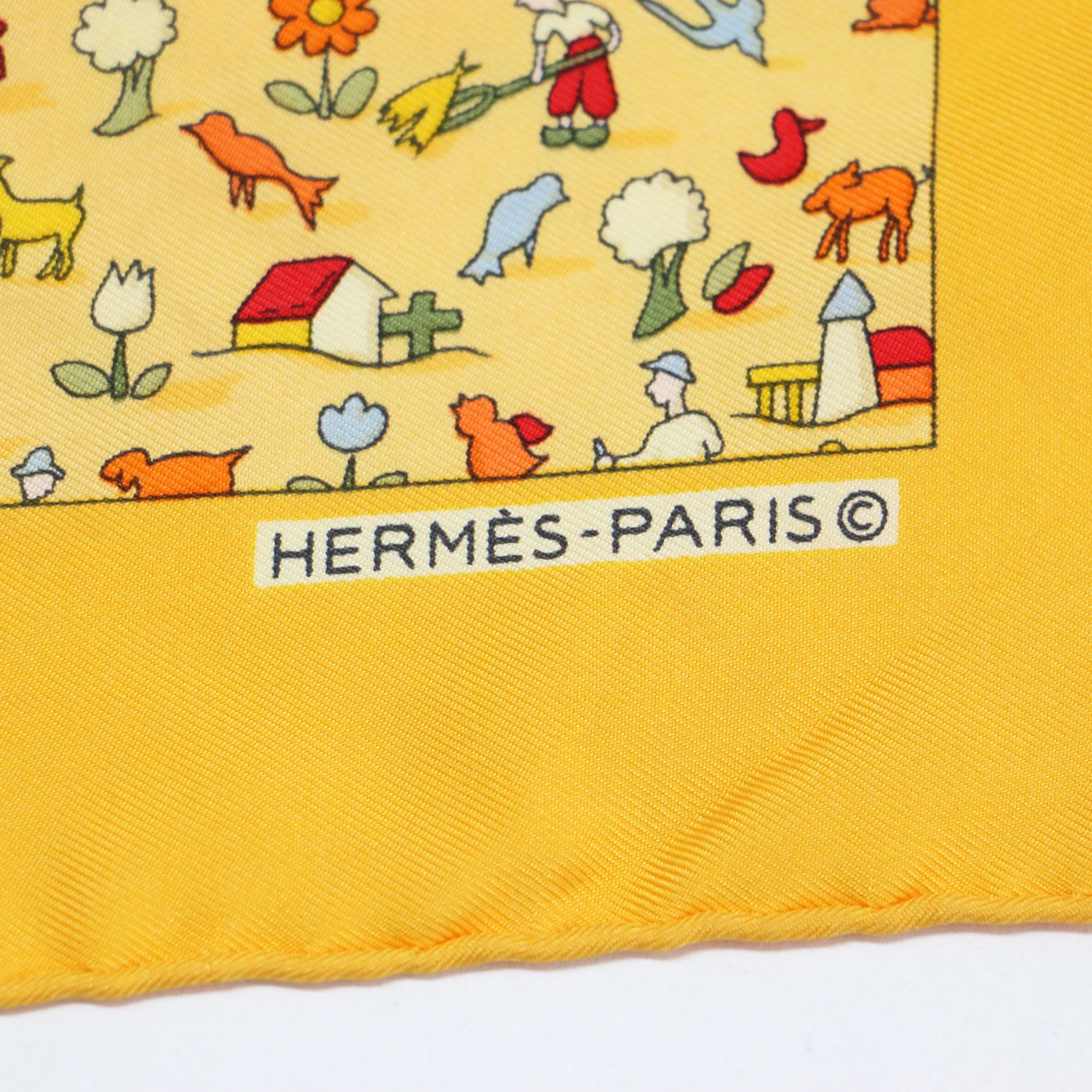 HERMES エルメス カレ45 ガヴァロッシュ スカーフ プチカレ 牧場柄 総