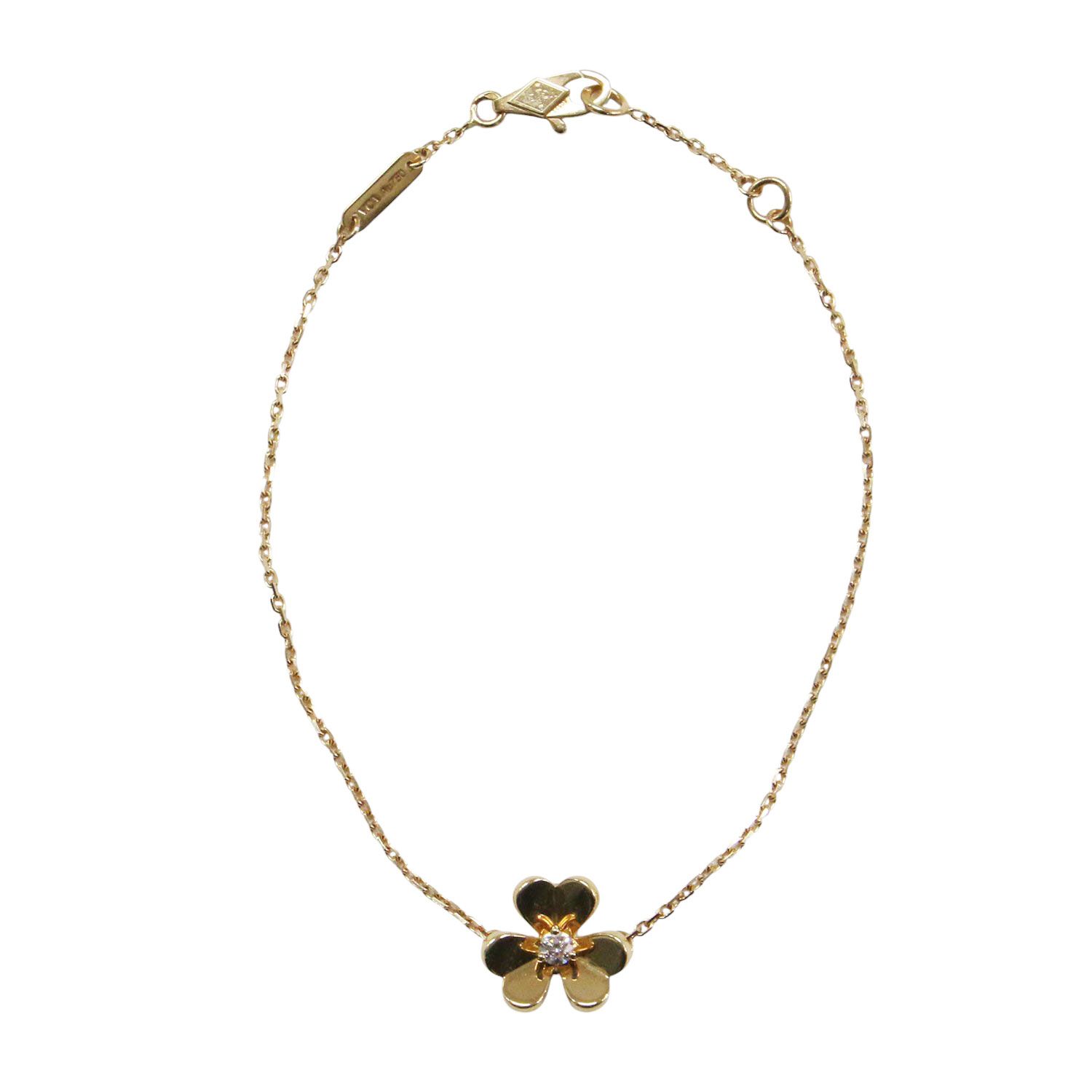 Van Cleef & Arpels ヴァンクリーフアンドアーペル フリヴォル ブレスレット ミニモデル フラワーモチーフ チェーン K18YG ダイヤモンド ゴールド ブランド アクセサリー ジュエリー ファッション アイテム【レディース】【中古】