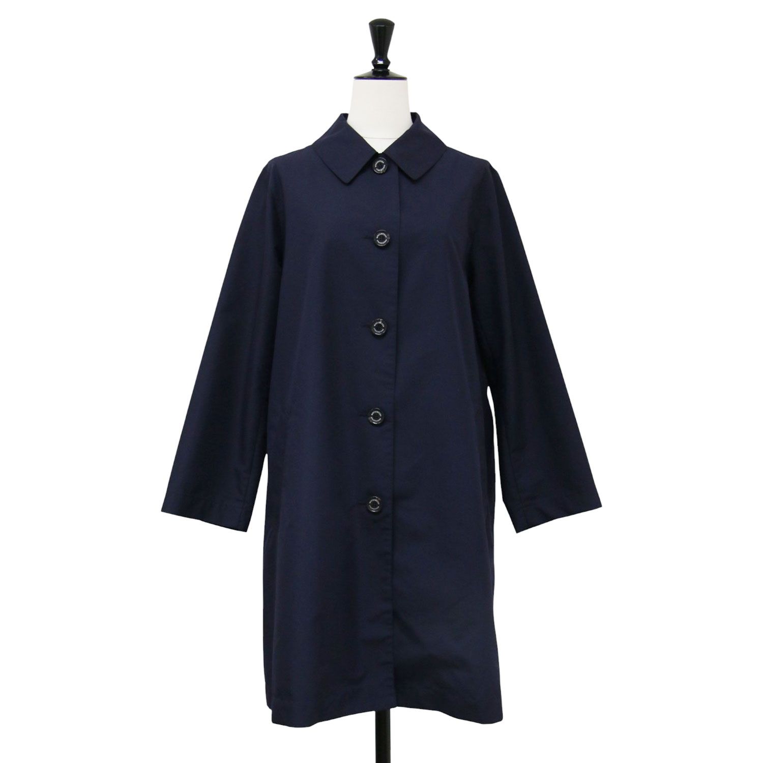 MACKINTOSH PHILOSOPHY マッキントッシュ フィロソフィー コート ネイビー 紺 サイズ:38(M) Aライン ステンカラーコート フレア ミドル丈 アウター ジャケット 上着【レディース】【中古】
