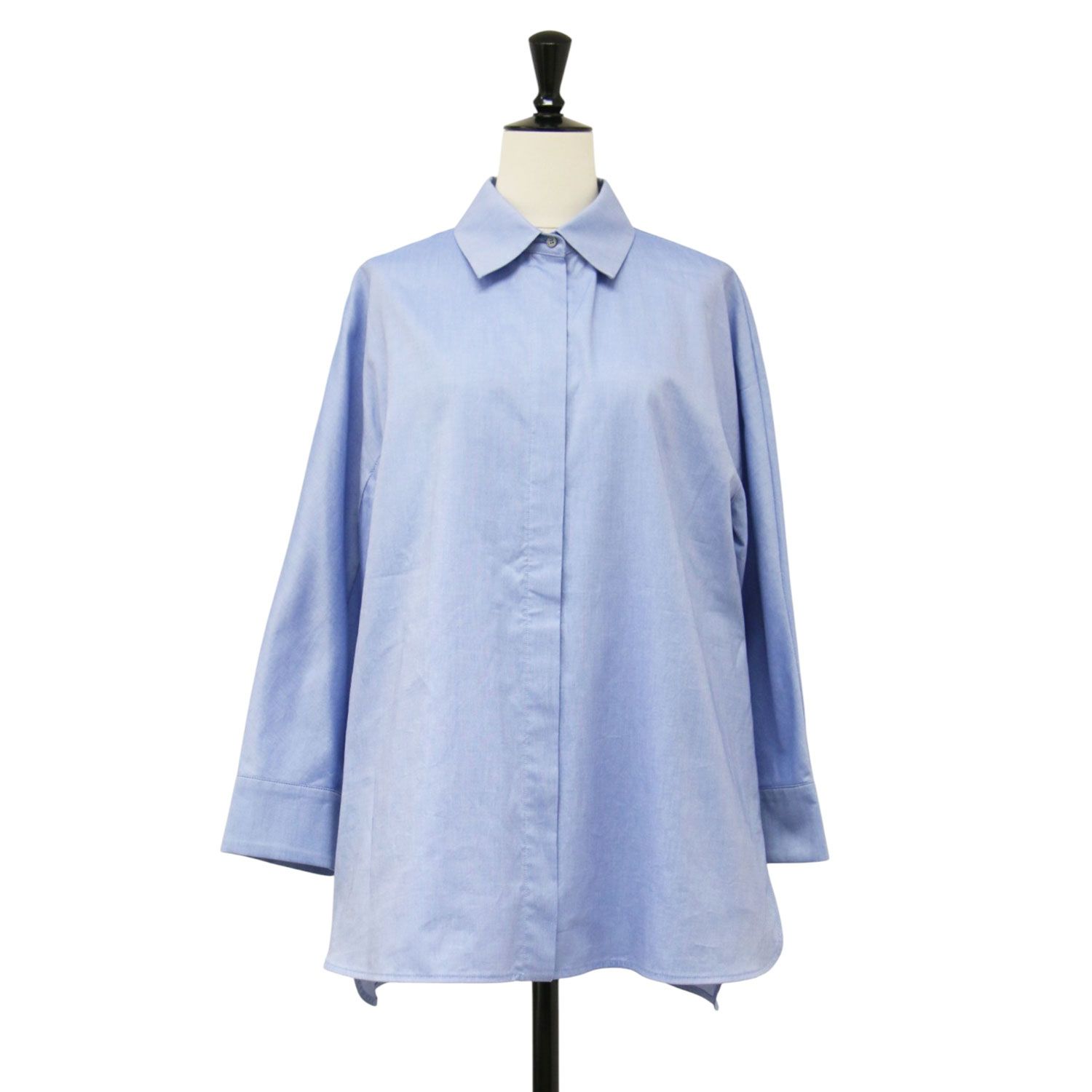 S Max Mara エス マックスマーラ シャツ ブルー サイズ:36(S) ピュアコットン Aライン フレアシャツ Conero ラグラン ワイド スリット トップス ブラウス 長袖【レディース】【中古】