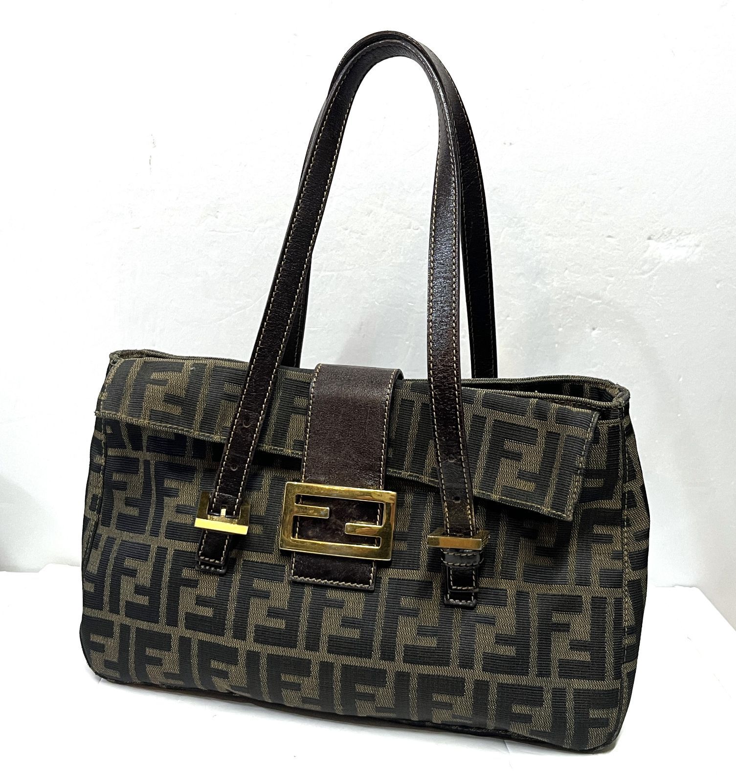 OLD FENDI｜オールド フェンディ ズッカ柄 キャンバス ハンドバッグ ゴールド金具 ヴィンテージ 鞄