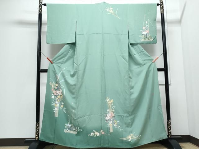 平和屋着物●十日町友禅　女流作家　遠田藤舟　訪問着　竹　草花文　暈し染め　正絹　逸品　CABI1330th