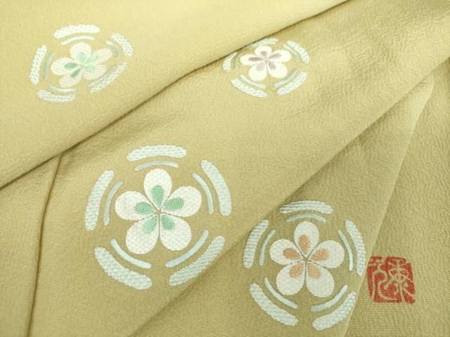 平和屋着物●訪問着　作家物　総刺繍　花丸文　正絹　逸品　DABG8527ps