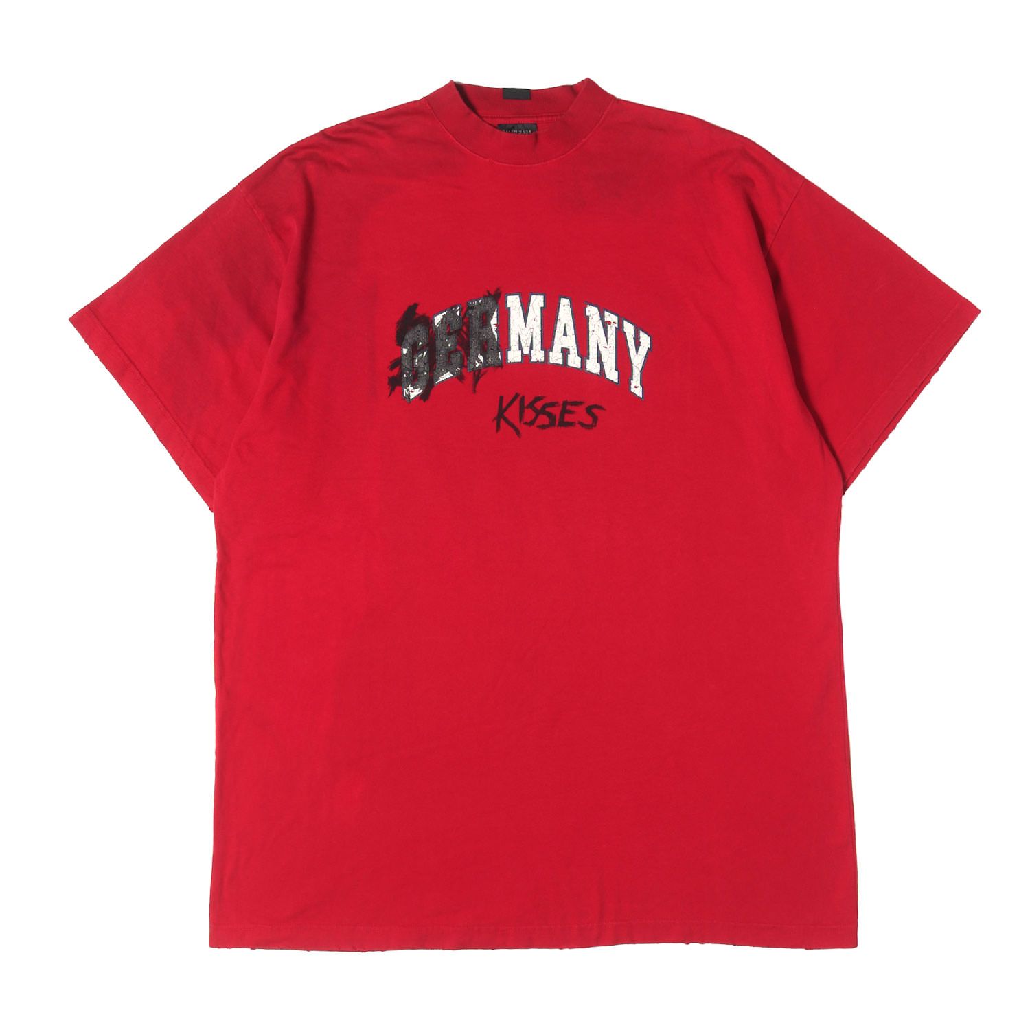 BALENCIAGA バレンシアガ Tシャツ レッド サイズ:3 23SS GERMANY KISSES ロゴ オーバーサイズ Tシャツ Many Kisses T-Shirt Oversized トップス カットソー 半袖【メンズ】【中古】
