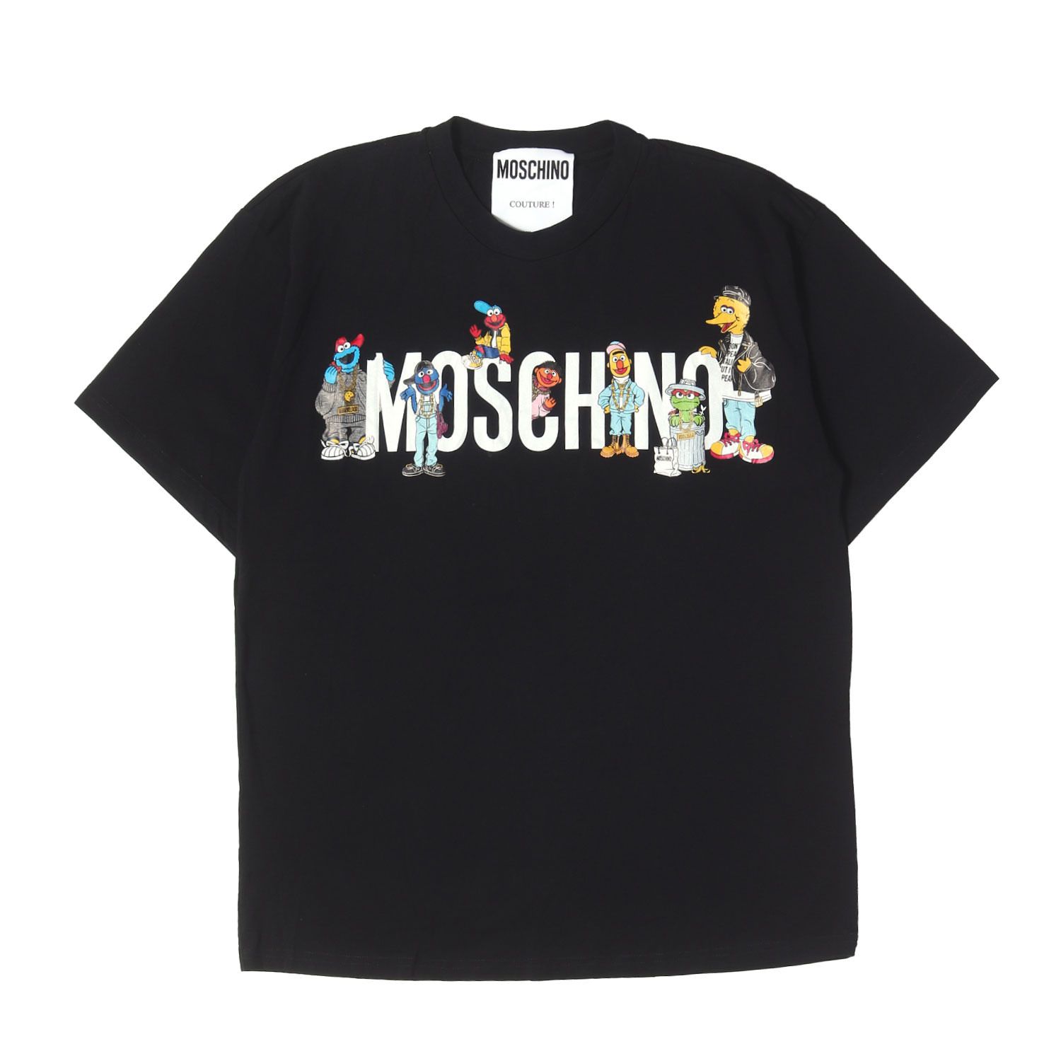 Moschino モスキーノ Tシャツ ブラック 黒 サイズ:XS 21SS Sesame Street グラフィック クルーネック Tシャツ イタリア製 ブランド トップス カットソー 半袖【メンズ】【中古】