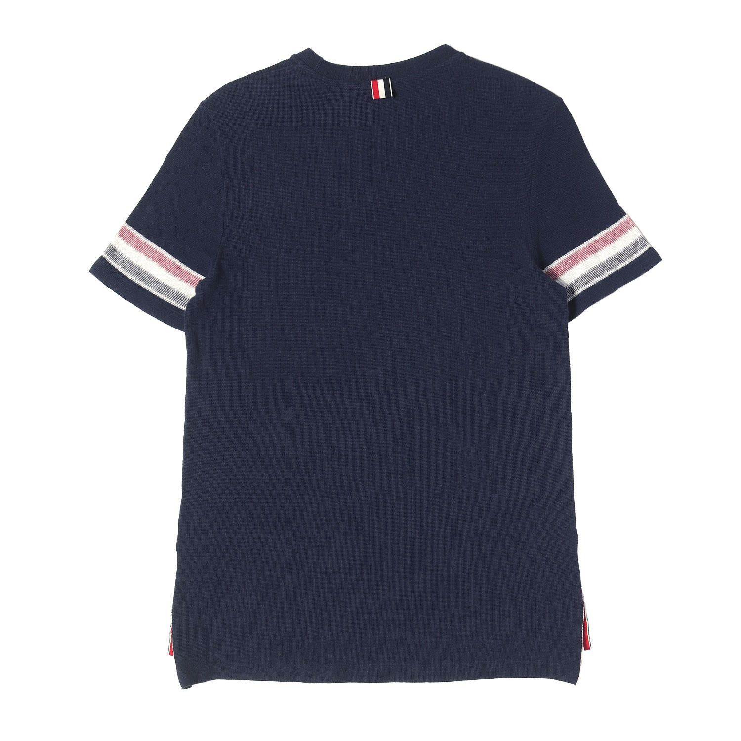 THOM BROWNE トムブラウン Tシャツ ネイビー 紺 サイズ:2 トリコロール