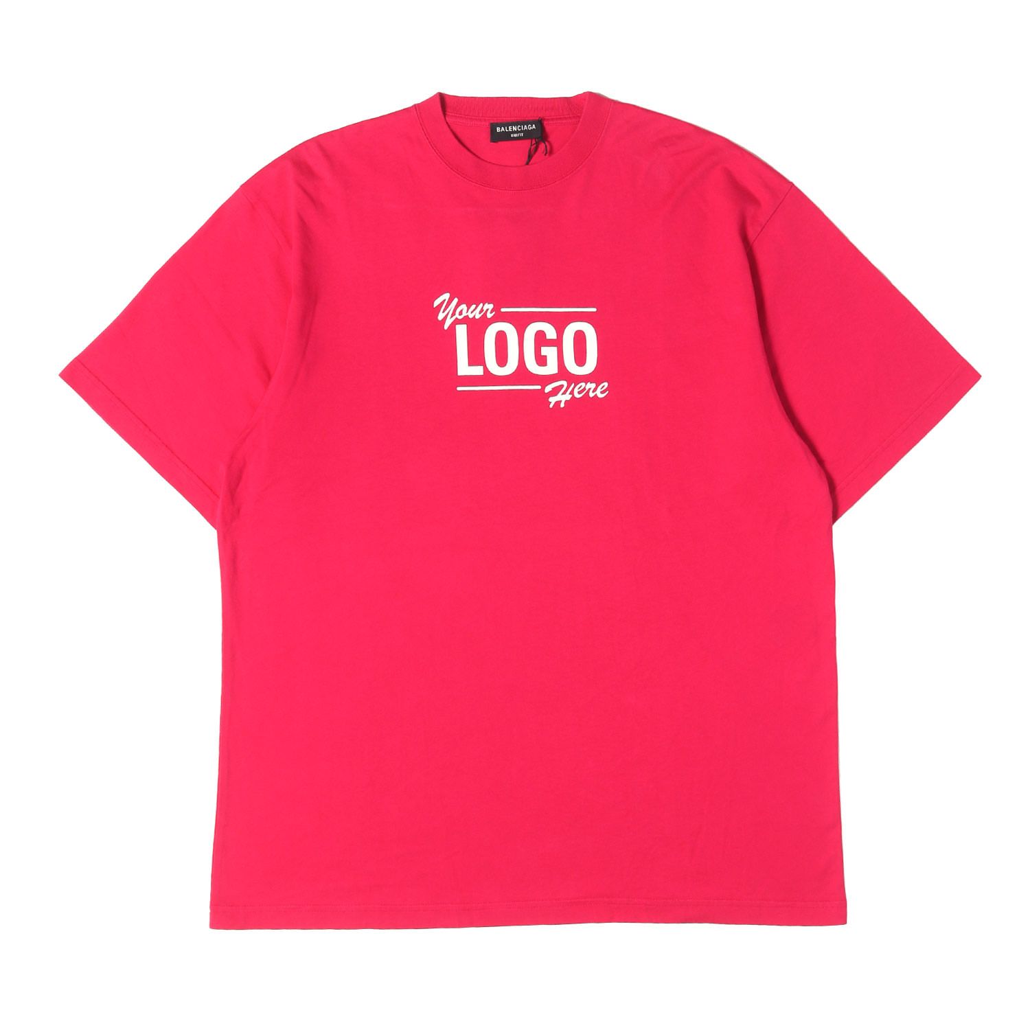【美品】BALENCIAGA バレンシアガ Tシャツ レッド系 サイズ:XS 21SS ロゴプリント オーバーサイズ Tシャツ Your Logo Here Flatground T-Shirt トップス カットソー 半袖 【メンズ】【中古】