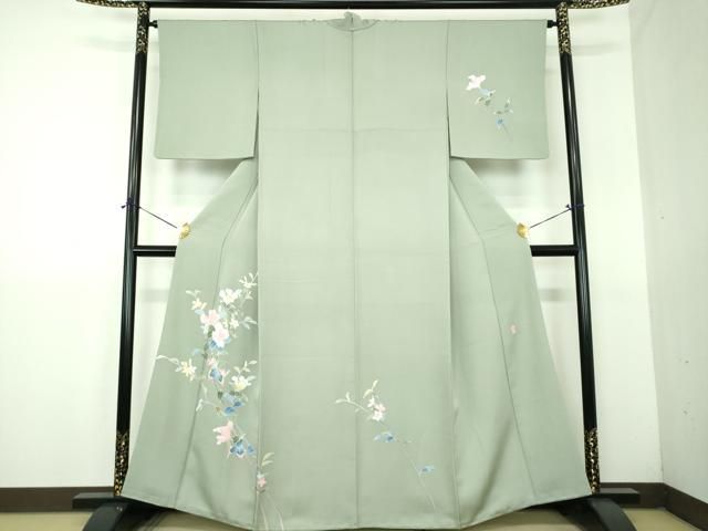 平和屋着物●本加賀友禅作家　南克治　訪問着　枝花文　正絹　逸品　DABG8535ps
