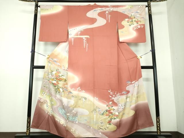 平和屋着物●訪問着　駒刺繍　雪輪籬花文　暈し染め　金彩　正絹　逸品　DABG8537ps 33,800円