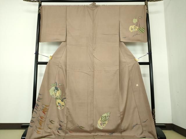 平和屋着物●訪問着　紬地　作家物　絞り　成り物　ロング丈　正絹　逸品　DABG8538ps