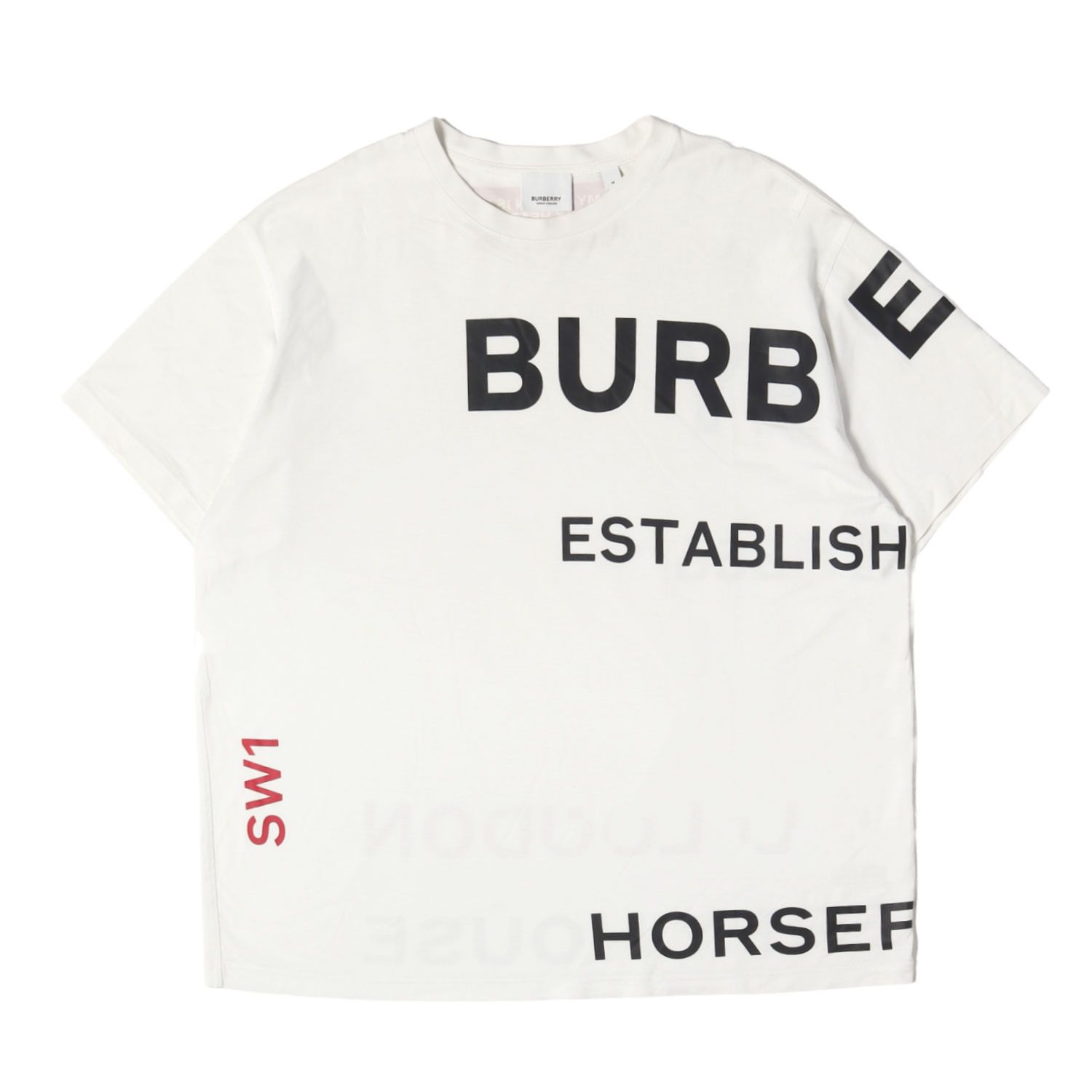BURBERRY バーバリー Tシャツ ホワイト 白 サイズ:M リカルド・ティッシ期 21SS ホースフェリー マルチロゴ クルーネック Tシャツ トップス カットソー 半袖【メンズ】【中古】