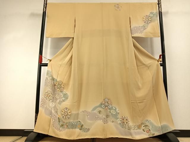 平和屋着物●訪問着　駒刺繍　吉祥花文　暈し染め　正絹　逸品　AABJ4479fy