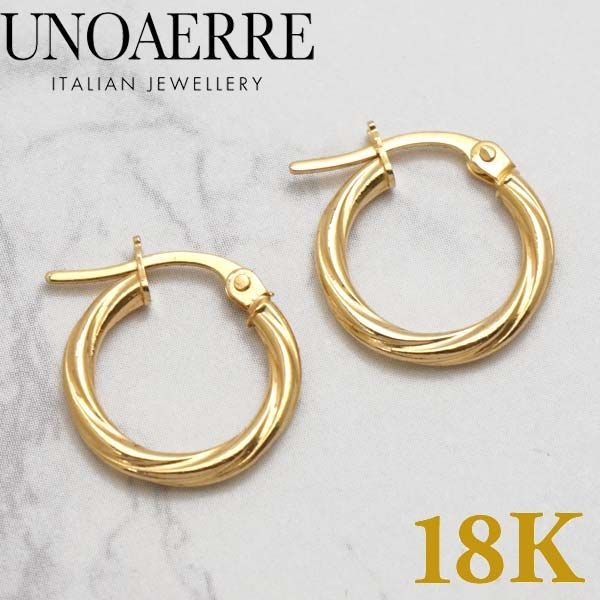 【新品】UNOAERRE ウノアエレ ピアス 18金 K18YG イエローゴールド フープピアス 両耳用 イタリア製 8714【ジュエリーボックスプレゼント】 37,538円