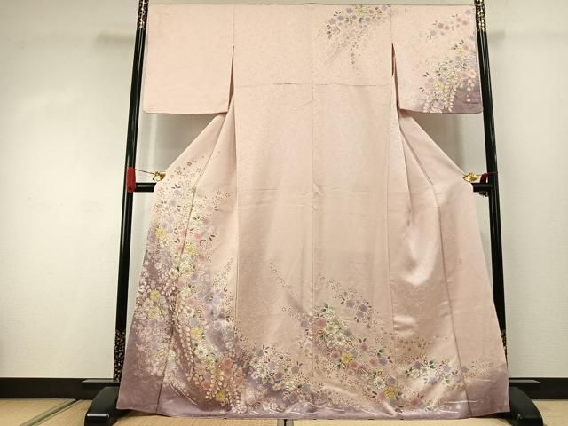平和屋着物●訪問着　作家物　辻が花　暈し染め　金彩　金通し地　正絹　逸品　AABJ4488fy