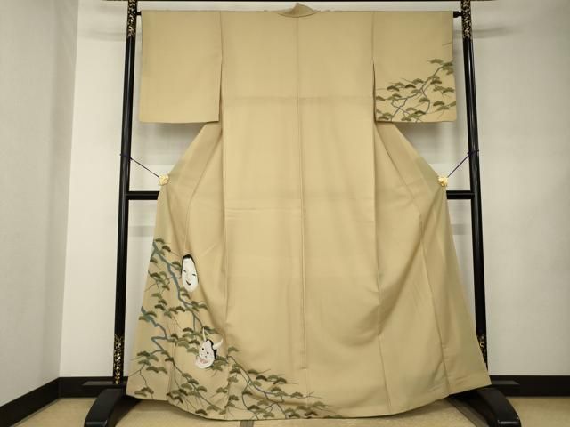 平和屋着物●訪問着　能面　般若　金彩　洗える着物　AABJ8206ck