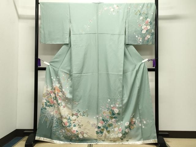 平和屋着物●訪問着　駒刺繍　地紙重ね花文　暈し染め　金彩　上代35万　ロング丈　正絹　逸品　未使用　CABI0590gh 35,490円