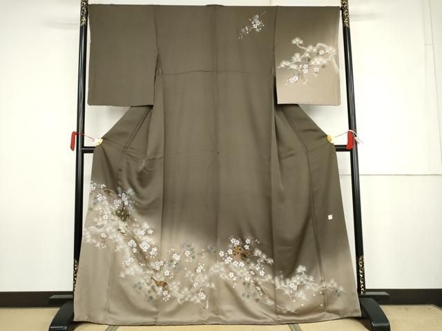 平和屋着物●訪問着　作家物　手描き　人物花楽器文　暈し染め　正絹　逸品　AABJ6678cs