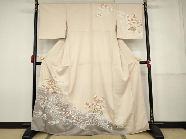 平和屋着物●訪問着　友禅　松竹梅流水文　暈し染め　正絹　逸品　AABJ6686cs